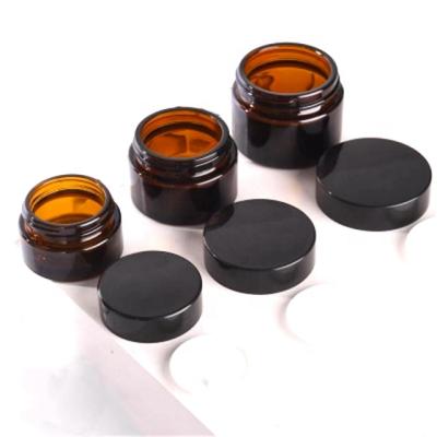 China Amber Glass Cream Jars cosmetic 50ml luxury cosmetic glass jars in bulk for sale