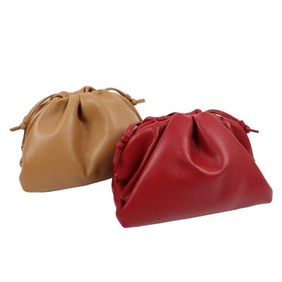 China Water Proof Handbag Set Fashion Ladies Color Pure Leather Bag Retro PU Ladies Bag Cloud Waist Pure Leather Casual Bag Small Purse for sale