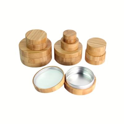 China Skin care cosmetic biodegradable bamboo cosmetic jar aluminum lid, bamboo aluminum cream jar, aluminum jar for sale