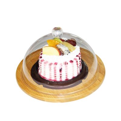 China High Quality Elegant Wood Bottom Dome Cake Cloche China Design Dome Cover Glass Support Custom for sale