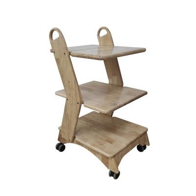 China Beautiful Appearance Wooden Kimya Trolley Trolley for Beauty Salon Tool/Hair Equipment Storage Rolling Cart for sale