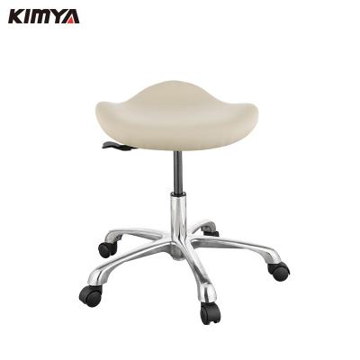 China Beautiful Appearance Hydraulic Saddle Massage Stool Folding Rolling Bar Stool With Wheels for sale