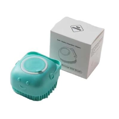 China Soft Stocked Bathroom Dog Bath Brush Massage Safety Silicone Comb With Shampoo Box Pet Accessories For Cats Shower Grooming Tool for sale