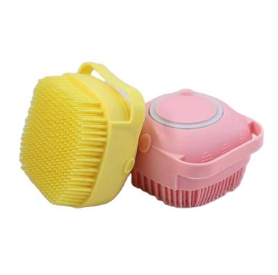 China Soft Stocked Bathroom Dog Bath Brush Massage Safety Silicone Comb With Shampoo Box Pet Accessories For Cats Shower Grooming Tool for sale