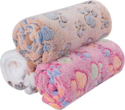 China Soft Fluffy Mat Doggy Flannel Blanket Dog Cat Cute Paw Print Pet Pet Fleece Breathable Pet Blanket for sale