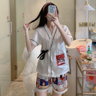 China Factory direct supply QUICK DRY short sleeve shorts Japanese ladies silk pajamas for sale