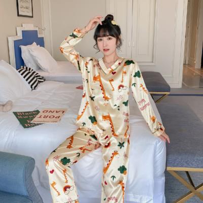 China Hot Sale Factory Price Spring And Autumn Ladies Long Sleeve QUICK DRY Silk Pajamas for sale