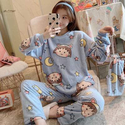 China Thermal manufacturers selling winter flannel fleece anime coral pajamas for women for sale