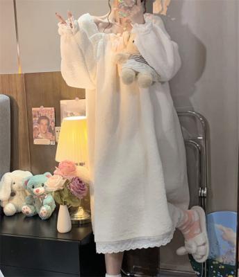 China Factory direct sale hot selling QUICK DRY solid color flannel nightgown pajamas women for sale