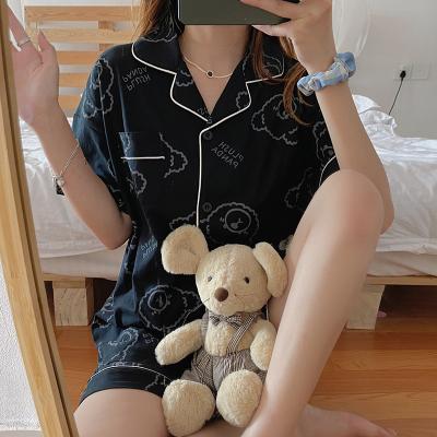 China QUICK DRY Custom Wholesale Chinese High Quality Women's Lovely Women's Pajamas Summer Short Sleeve Two-Piece Suit Home Clothe for sale