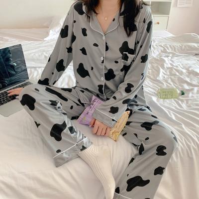 China QUICK-DRY the most popular factory direct sales ladies pajamas spring and cow long-sleeved pattern autumn women's two-piece home service for sale