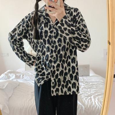 China Chinese hot sale manufacturer leopard print ladies professional QUICK DRY pajamas spring and autumn fashion long sleeve suit home wear for sale