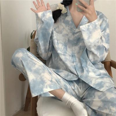 China High quality cheap price ladies pajamas QUICK DRY spring and autumn long sleeve women tie dye loose two-piece home service for sale