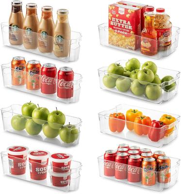 China Viable Set of 8 BPA Free Clear Plastic Pantry Racks Fridge Storage Bin Fridge Organizer Storage Bin For Fridge for sale