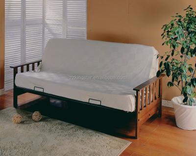 China Wrought Iron Collapsible Folding Guest Sofa Bed With Wooden Legs for sale