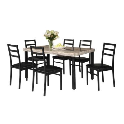 China Single Marble Foam Chair Table Top And Metal Seat PU Dining Table Set for sale