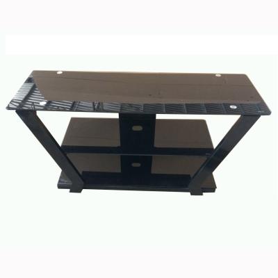 China Simple Modern Tempered Glass Table Top Metal Frame TV Stand for sale