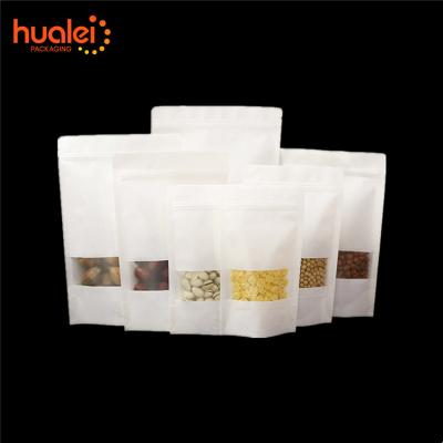 China Recyclable Custom Size Zipper Open Window Kraft Paper Bag Self Sealing Beef Jerky Snacks Food Packaging Bag for sale