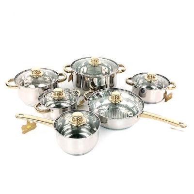 China Different type viable best price cookware set cooking pot 12 piece stainless steel cookware sets for sale