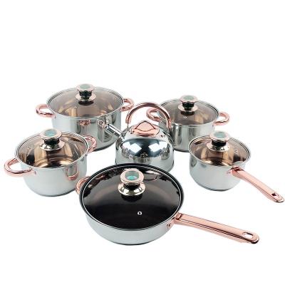 China Viable Best Gift 12pcs Stainless Steel Cookware Pot With Handle Cookware Set for sale