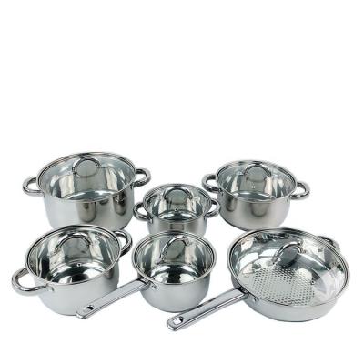 China Sustainable low price 12pcs stainless steel cookware pot with handle cookware set for sale