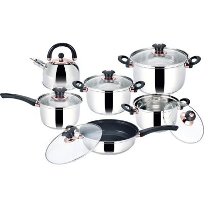 China Sustainable Hot Pot Stainless Steel Sale 12pcs Non-stick Kitchen Cookware Set for sale