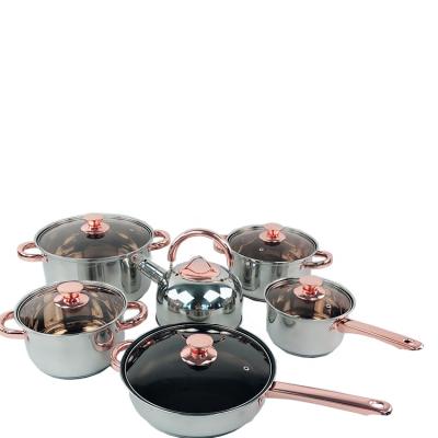 China Sustainable Stainless Steel 12-Piece Kitchen Cookware Sets Cooking Pot Set for sale