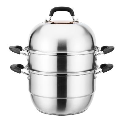 China Sustainable Factory Price Manufacturer-Supplier 3 Layer 201 Stainless Steel Steamer Pot With Lid for sale