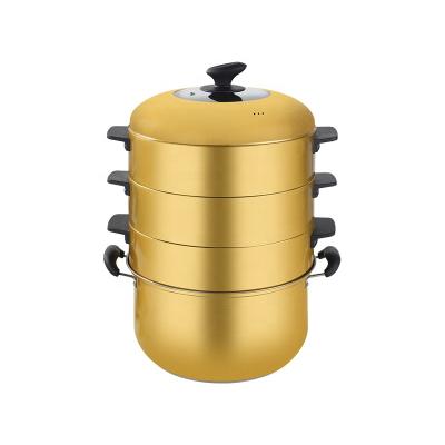 China Gold Color Multifunctional Sustainable Energy Saving Cooking Pot Stainless Steel Steamer Pot Food Steamer Cookware Kitchen for sale