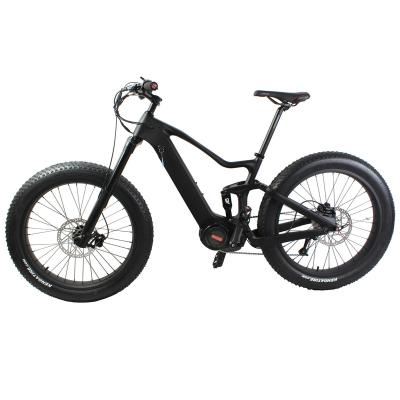 China Multifunctional full suspension carbon fiber snow chasing fat tire electric bike with powerful mid motor for sale