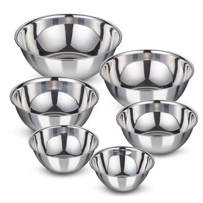 China Sustainable 6 Nesting Bowls Set Salad Bowl Cheaper Price Stainless Steel Mixing Bowl For Cooking for sale