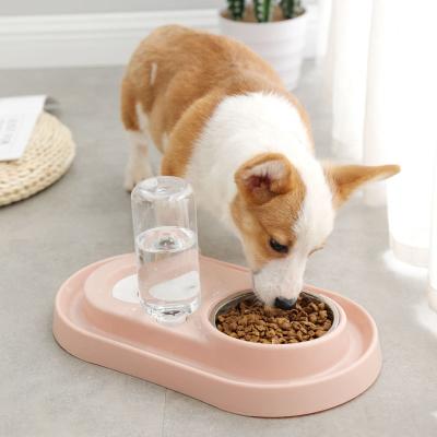 China Sustainable Pet Feeder Dog Cat Food Bowl With Automatic Water Dispenser for sale