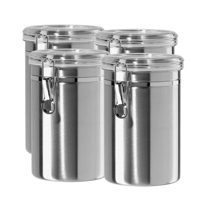 China 4 Piece Airtight Stainless Steel Canister Freshness Preservation Set 62oz Food Storage Container For Kitchen Countertop for sale