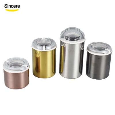 China Freshness Retention Customized Stainless Steel Gold Coffee Bean Canister Set With Airtight Lid Set 4 Piece 400ml 600ml 750ml 900ml Canister for sale