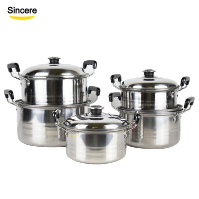 China Sustainable 10 Piece Kitchen Accessories Free Sample Cookware Set Stainless Steel Cooking Hot Pot for sale