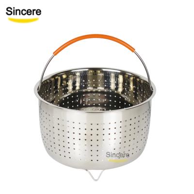 China 2019 Amazon Top Sale Sustainable Stainless Steel Steamer Basket With Silicone Handle For Pressure Cooker for sale