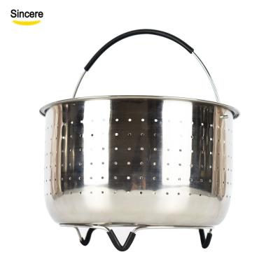 China 6 Quart 18/8 Stainless Steel Steamer Basket Insert Instan Pan Viable Pot Accessories Into Pressure Cooker for sale