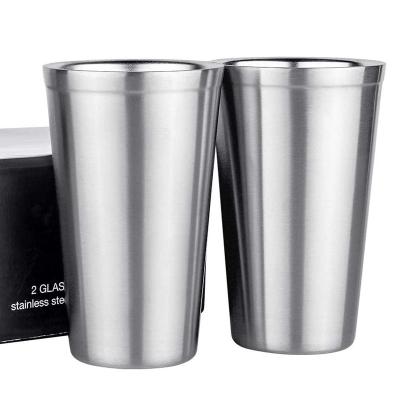 China Sustainable 500ml 16oz Bubble Tea Shop Snack Bar Double Wall Stainless Steel Tumbler Mug for sale