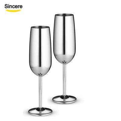 China Unbreakable Unbreakable Stainless Steel Champagne Glass Set of Two 8 oz Champagne Flutes for sale