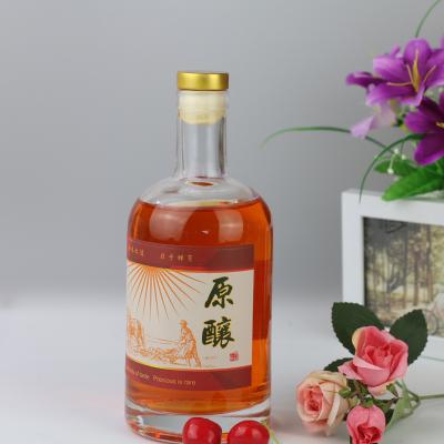 China Packaging 375ml Wholesale Empty Alcohol 500ml 750ml Clear Glass Capsule Behavior Whiskey for sale