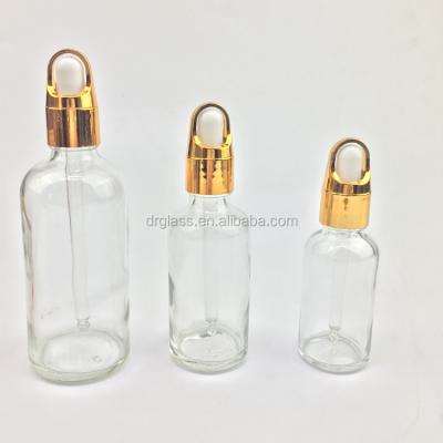 China Personal Care 30ml Dropper Essential Oil Glass Transparent Bottle Split Empty Bottle Cosmetic Packaging Material for sale