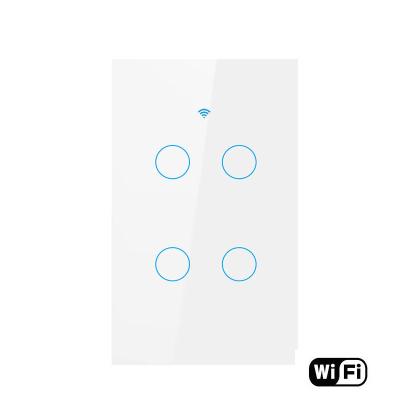 China Home Automation 2020 New 4 Gang WiFi Touch Switch Smart Wall Light Switch RF 433 Remote Control Multifunctional for sale