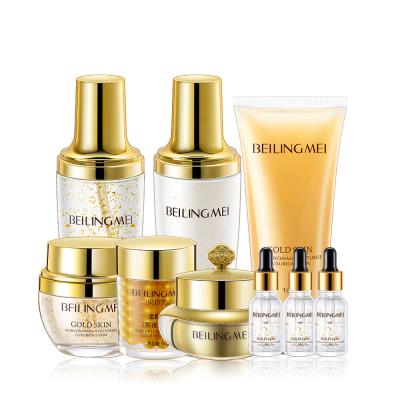 China Moisturizing Nourishing Whitening Cleansing Wrinkle Natural Organic Skin Care Anti Whitening Face Serum Beauty 24K Gold Facial Massager Luxury Care Set for sale