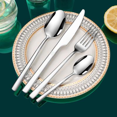 China Sustainable Factory Wholesale 4Pcs Stainless Steel Wedding Hotel Reusable Flatware Silverware Spoon and Fork Sets Silver Cutlery Set for sale