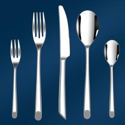 China Sustainable Custom Logo Stainless Steel Bulk Wedding Hotel Fork and Spoon Sets Flatware Silverware Banquet Service Silver Cutlery Set for sale