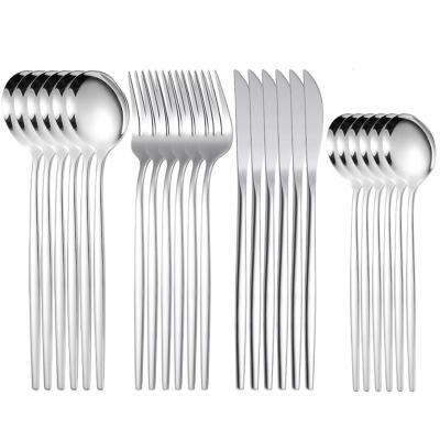 China Sustainable High Quality Portuguese Stainless steel Restaurant Wedding Hotel Use Silverware Silver Flatware Cutlery Set for sale