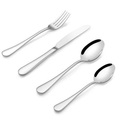 China Sustainable High Quality Stainless steel Satin Hotel Restaurant Party Wedding Flatware Silverware Plated Sets Sterling Silver Cutlery Set for sale