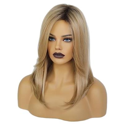 China nch Eco-Friendly ASYLUM HAIR 18 Blonde Wigs For Women Pieces Natural Straight Hair Wig Side Shoulder Length for sale