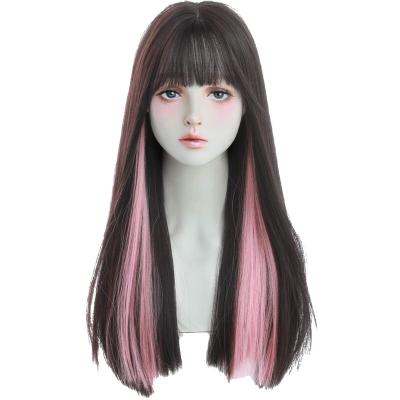 China I-tip Hair ASYLUM HAIR I-tip Hair 30 Inches Long Black Wigs With Bangs Straight Black Synthetic Hair for sale