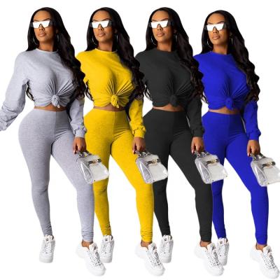 China Spring Summer Solid Color QUICK DRY Long Sleeve Women 2 Pieces Set Clothing For Sport for sale